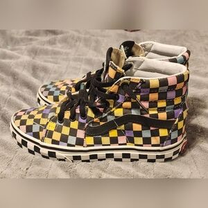 Muli Color Vans Checkered Hi Top Kids 3.5